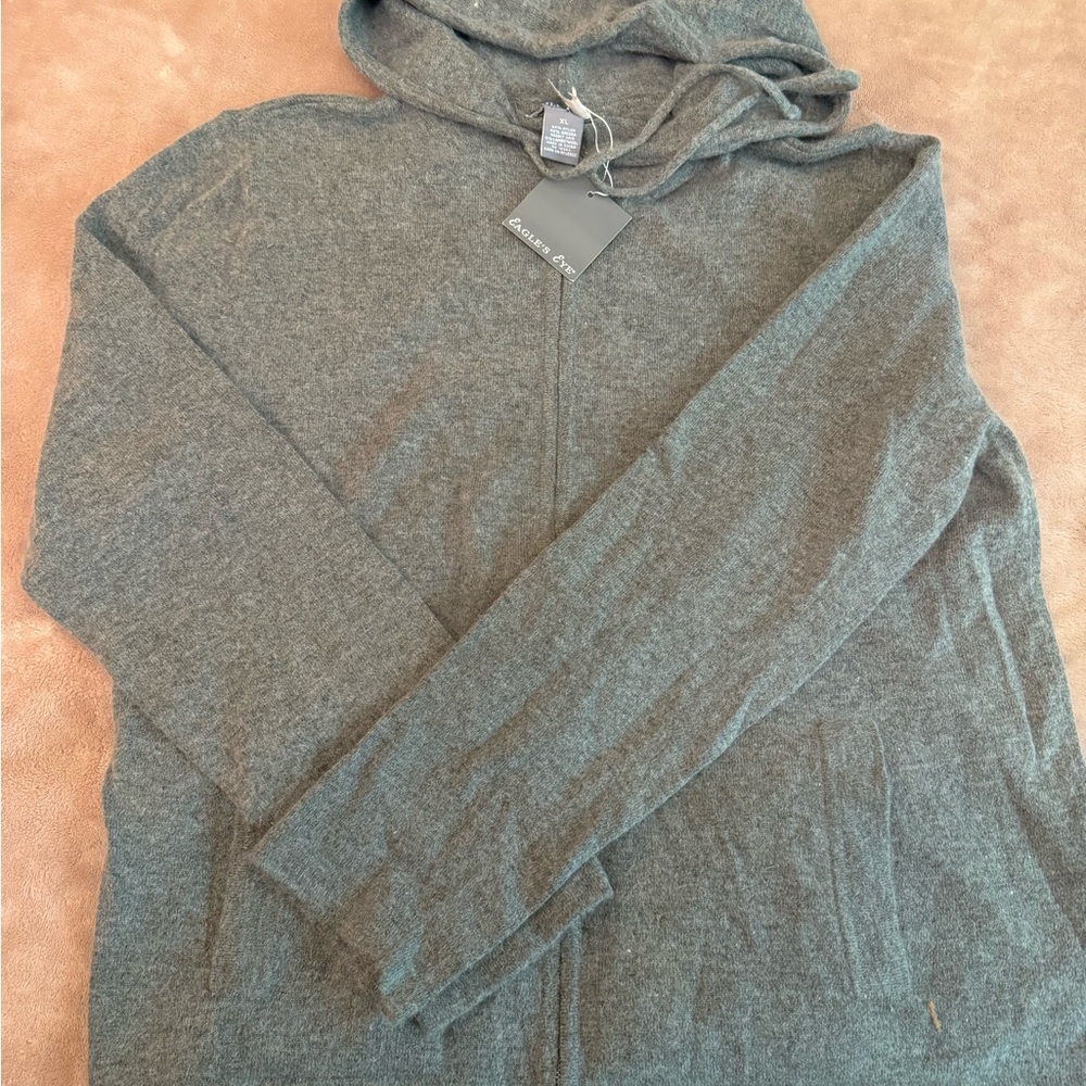 Gray Cashmere Zip-Up Hoodie